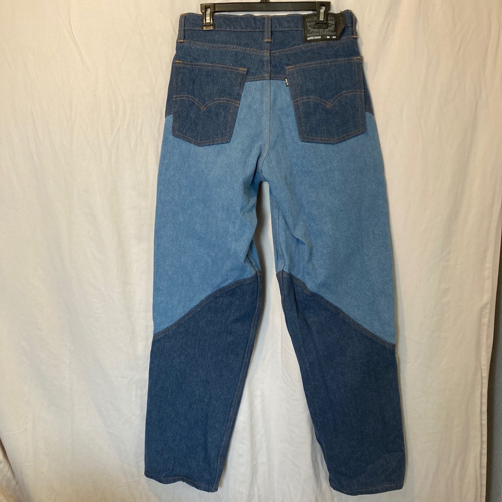 Levis Super Baggy Two Tone Color Block Denim Jeans 30x34 Urban Outfitters